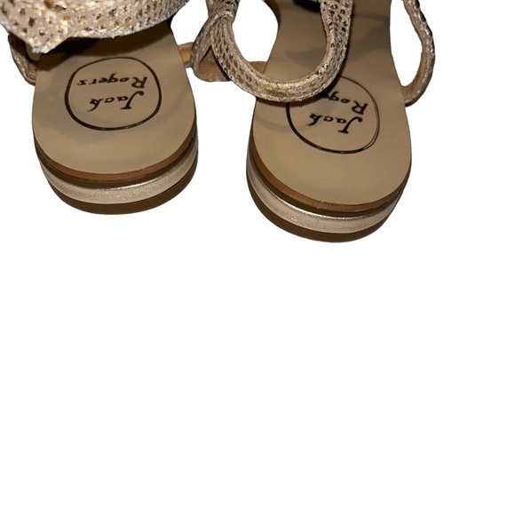 JACK ROGERS CHENEY GOLD STAPPY FLAT SANDAL size 8.5. - Picture 3 of 5